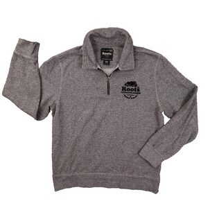 Roots Canada Quarter Zip Sweatshirt Men's Medium Grey Outdoor Gorpcore
